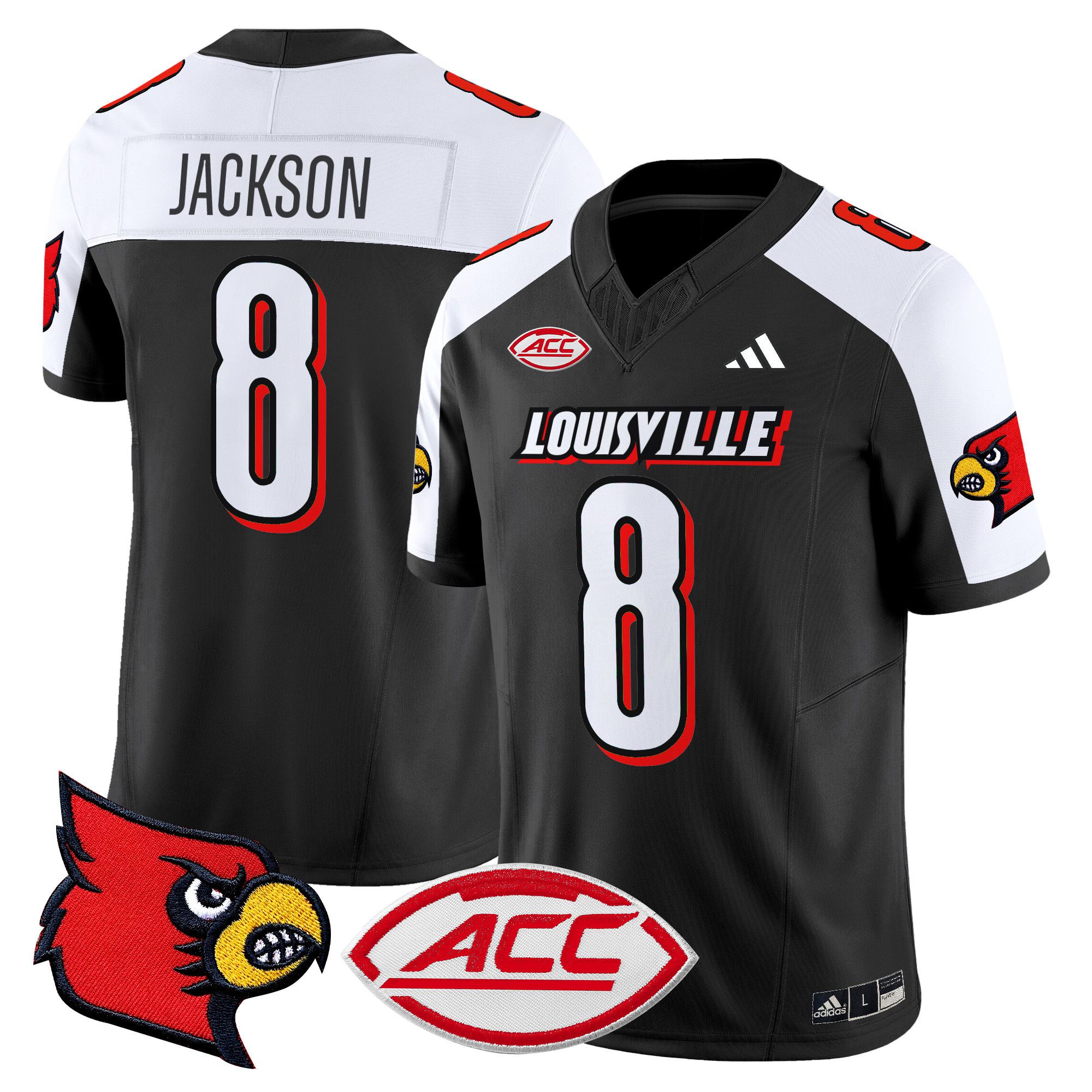 Men Louisville Cardinals #8 Jackson Black 2024 Vapor Limited NCAA Jersey